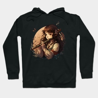 musical instrument | beautiful girl with flute Hoodie